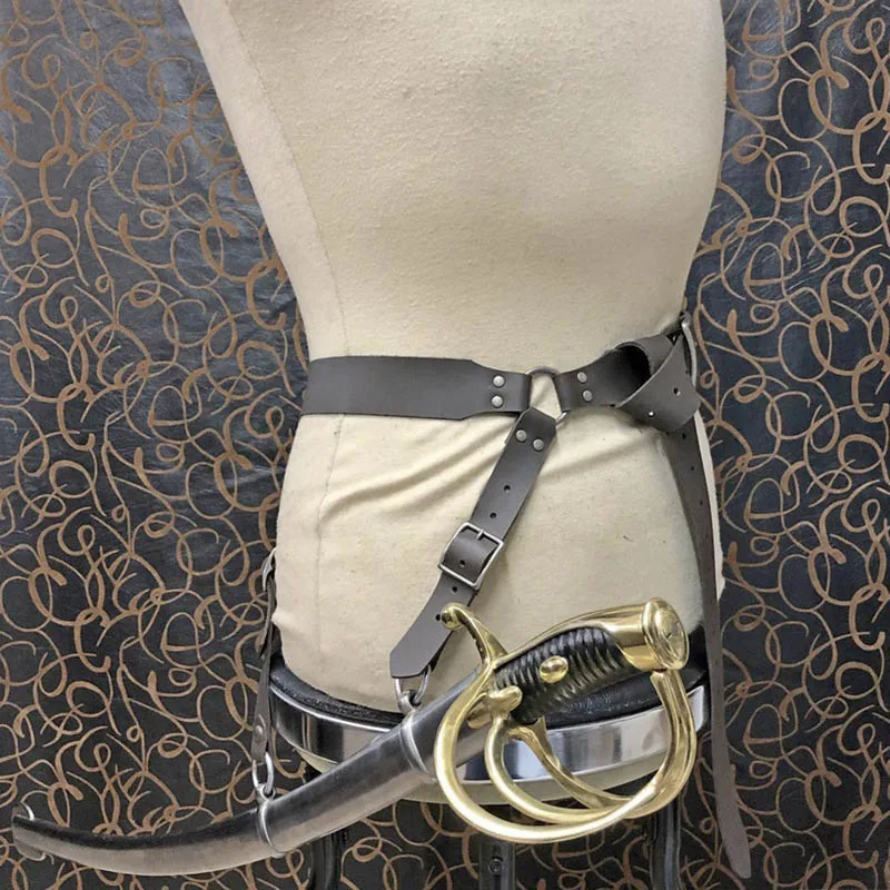 Medieval Saber Sword Belt Leather Harness Scabbard Viking Knight Cavalry Holder Sash Knotted Waistband For Men Women LARP