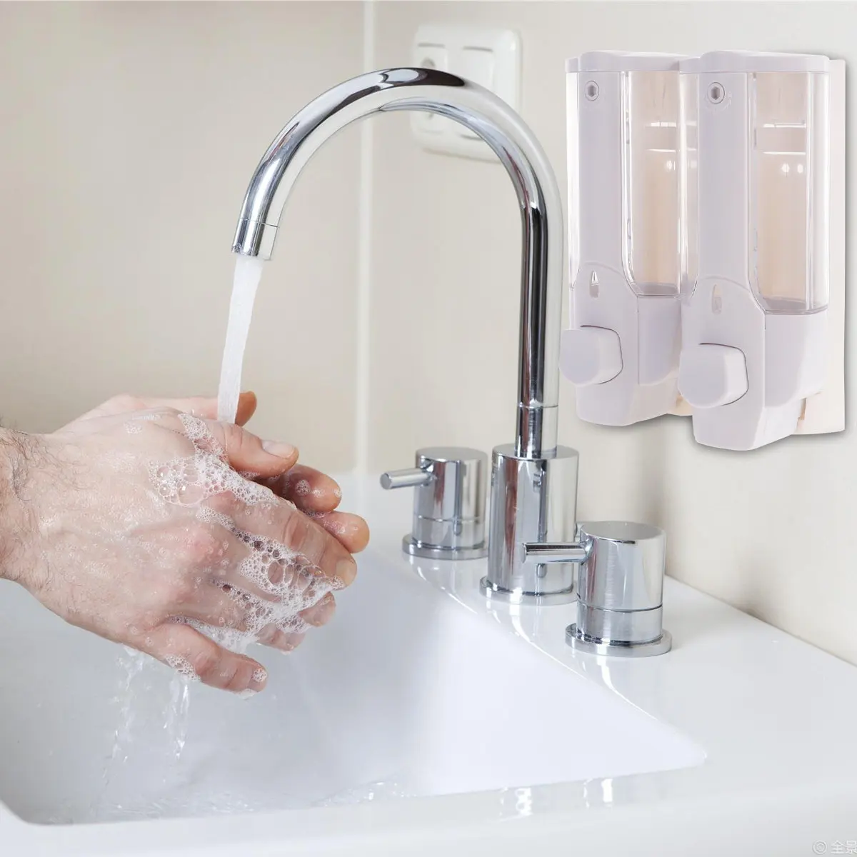 

1Pcs Wall-Mounted Soap Dispenser Manual Soap Feeder Large Capacity Shampoo Container for Bathroom Kitchen Use