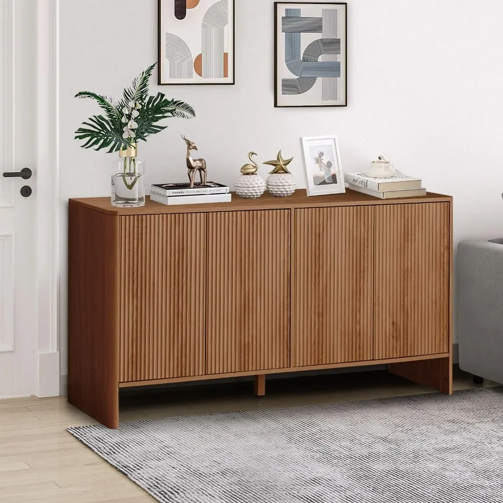 Tableware cabinet with doors and shelves, kitchen storage cabinet, bedroom/entrance recessed cabinet, walnut wood