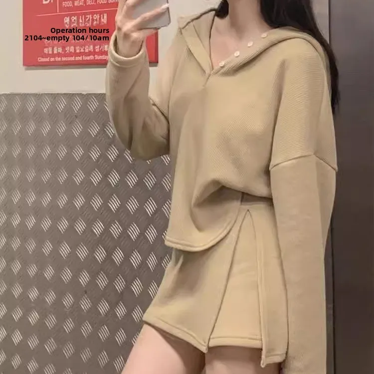 

Комплект с капюшоном Ele Dr, женская сексуальная повседневная юбка с высокой талией, модная полиэфирная ткань, весенний сезон для молодых женщин