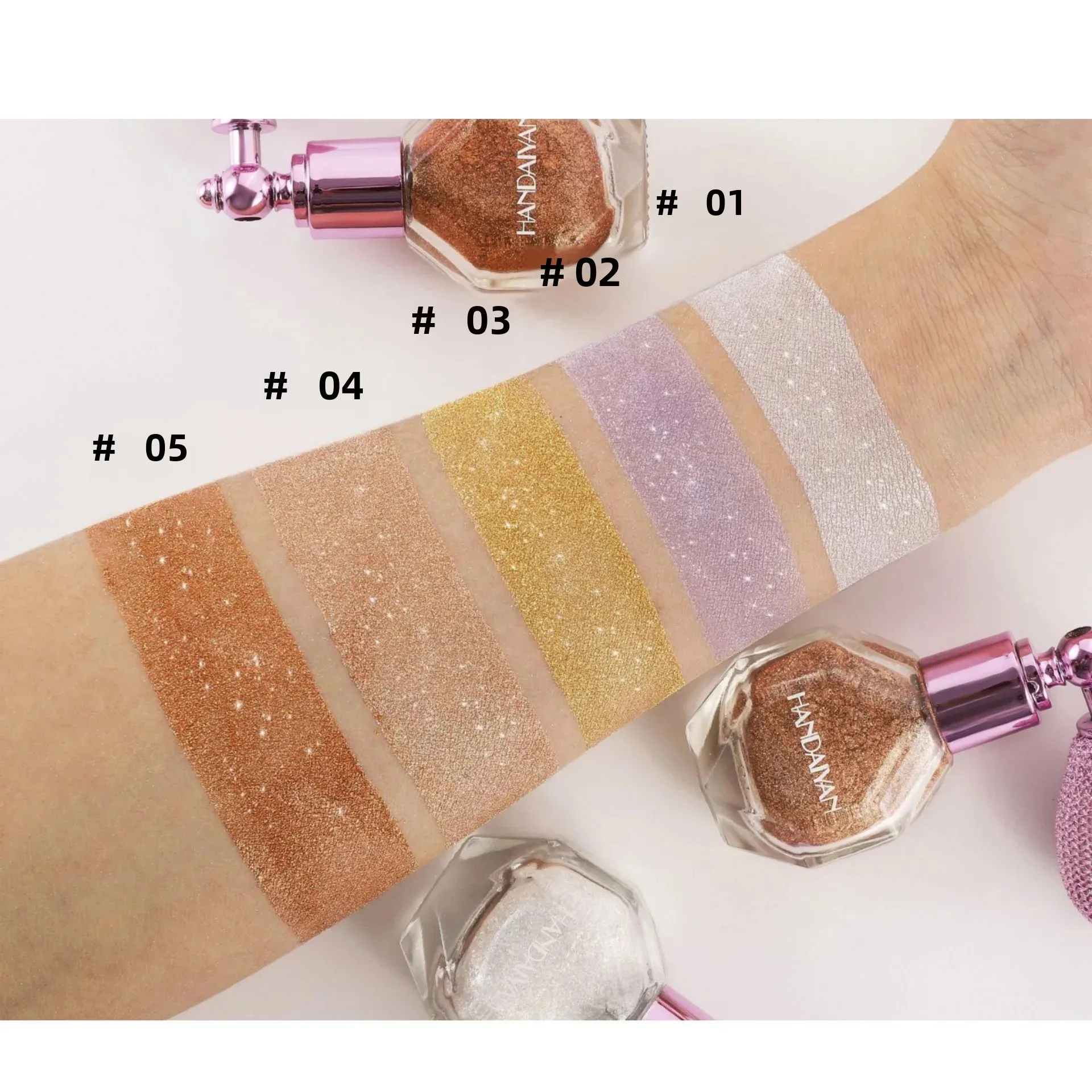 Spray in polvere per evidenziare il corpo a 5 colori, illuminante, scintillante, glitter, vestiti, viso, capelli, trucco, evidenziatore spray