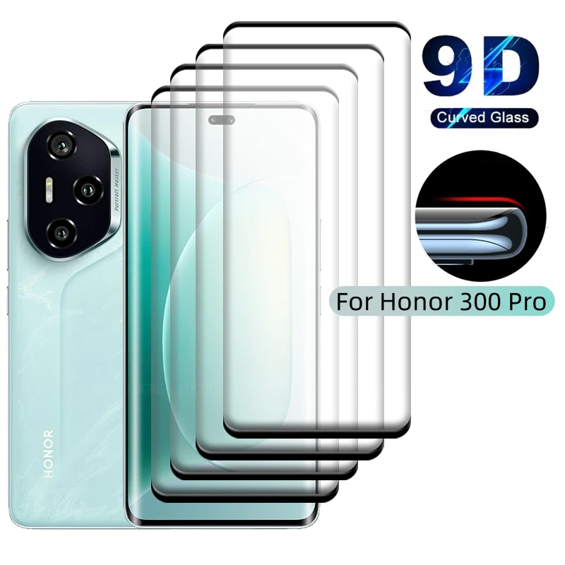 4Pcs For Huawei Honor 300 Pro Glass Honor 300 Pro Tempered Glass 9H Full Curved Phone Protective Screen Protetor Honor 300 Pro