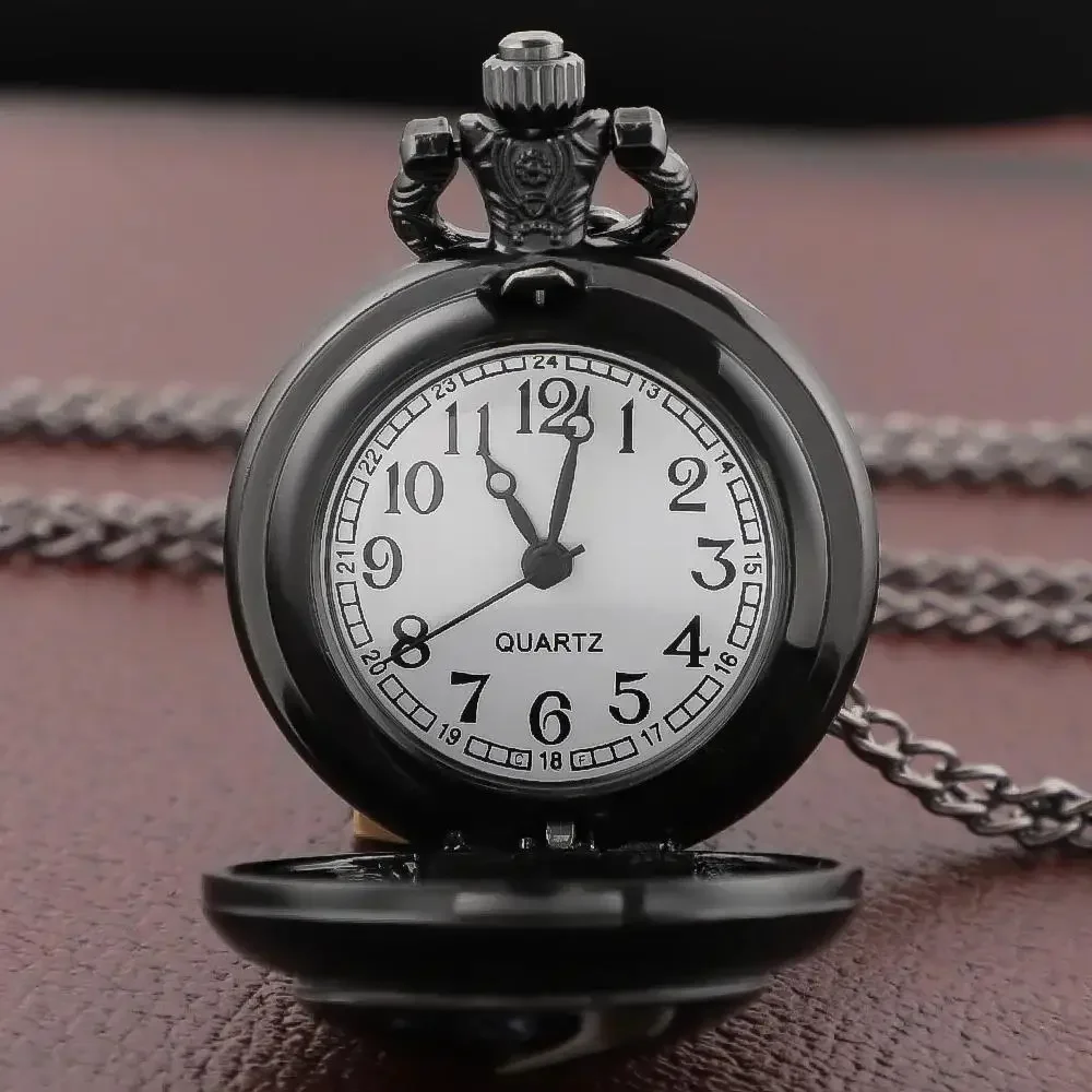 Gothic Black Raven Patterns Vintage Quartz Pocket Watch Arabic Dial Fob Watch Pendant Clock Gift for Men Women Reloj De Bolsillo