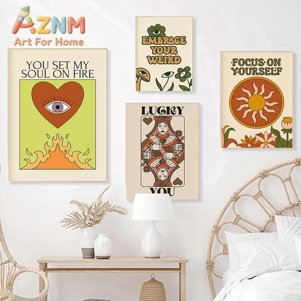 Lucky You Playing Card Print Queen Trendy Aesthetic Game Funky Wall Art Pictures Retro Cool Dorm Positive Happy World Poster
