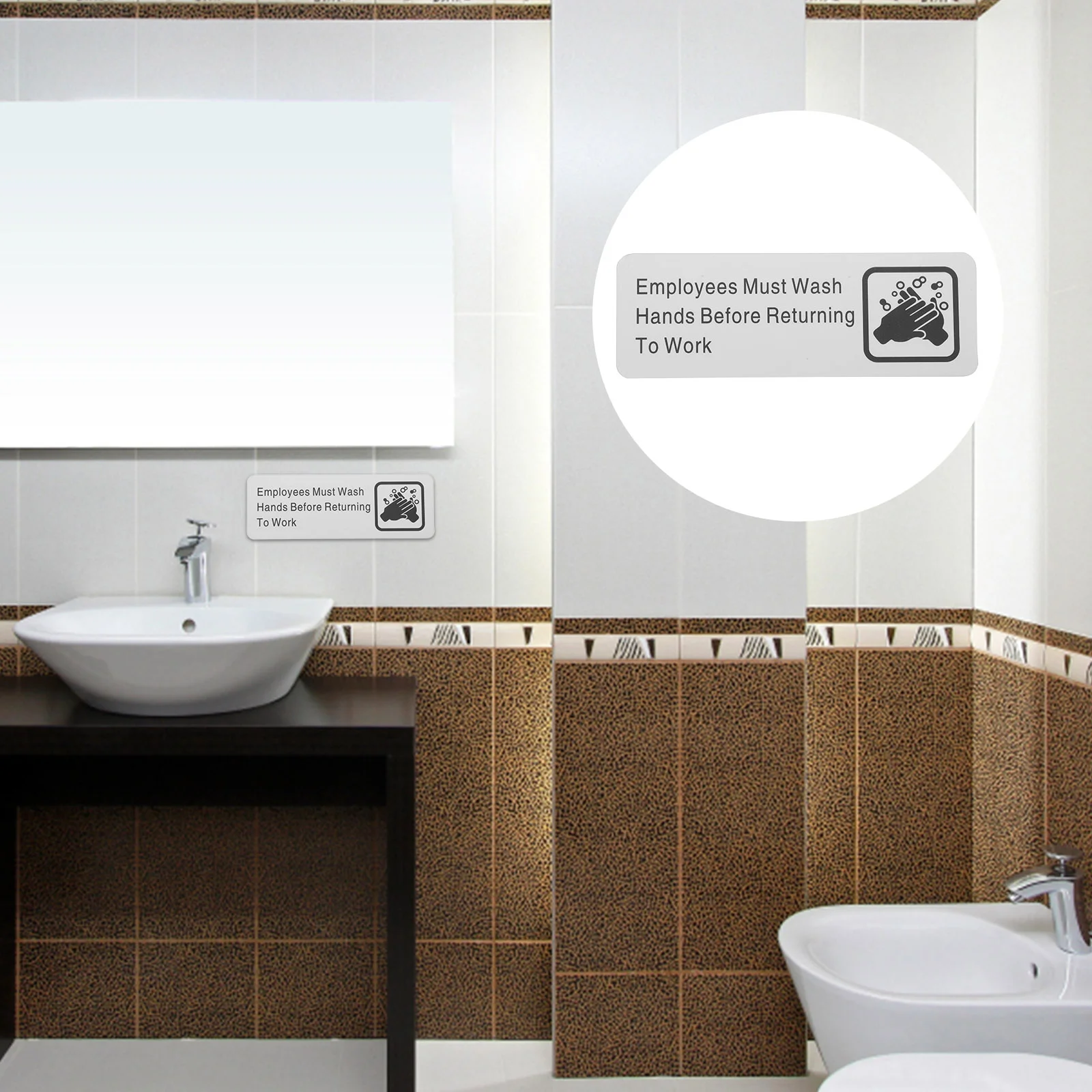 Must Wash Hands Sign Informative Employees Restaurant Stickers The Aluminum Alloy Your Staff Nail