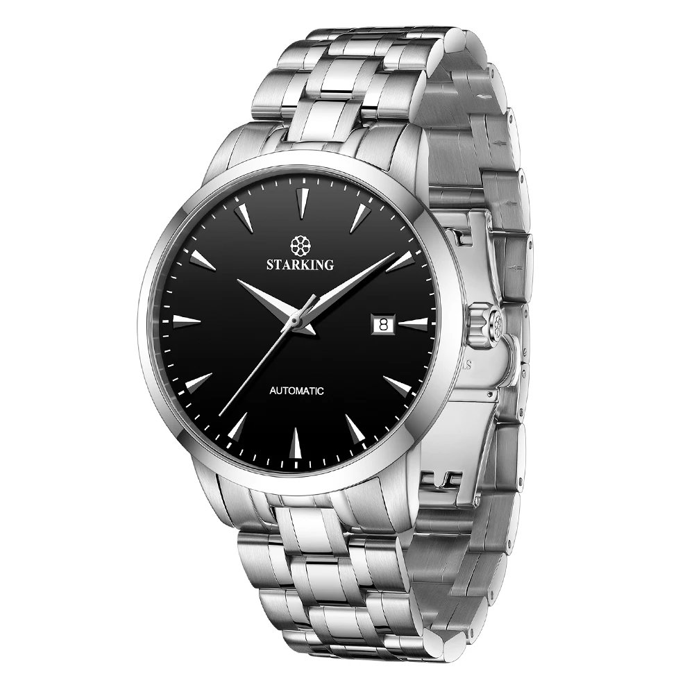 

STARKING Casual Fashion Men's Automatic Mechanical Watch Sapphire Water Resistant Stainless Steel Wristwatch with Date Display