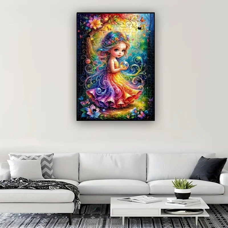 1000피스 마법의 요정 소녀 직소 퍼즐, 빛나는 요정과 꽃밭 - 어른과 가족을 위한 도전적인 대형 직소 퍼즐