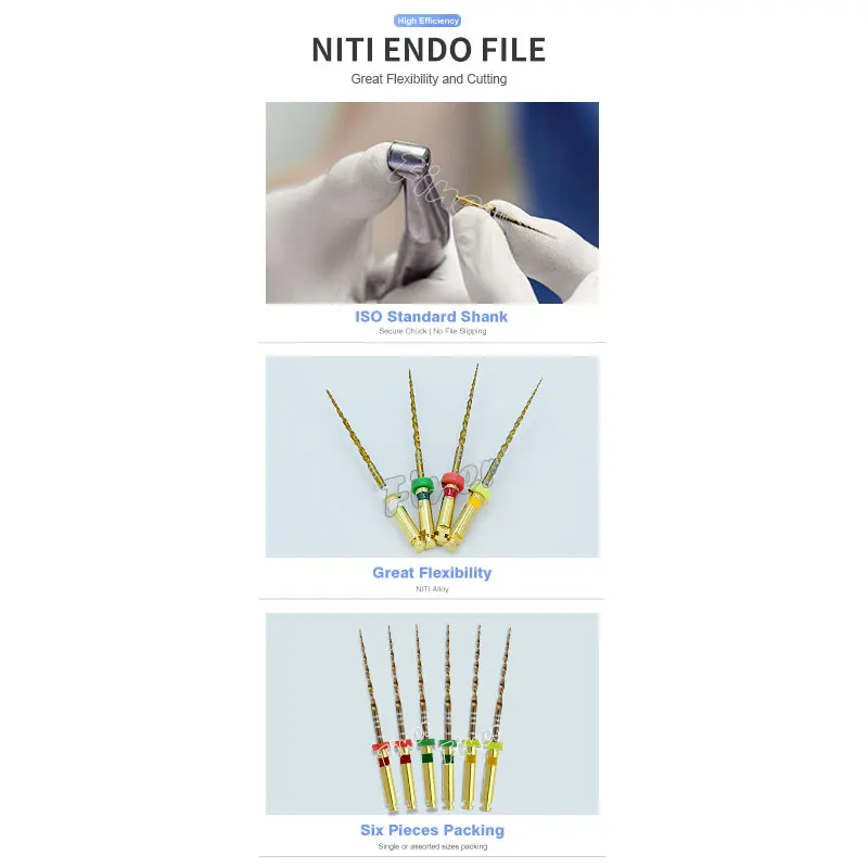 Dental Reciprocating Rotary Endo Files Wave Gold Endo One Files Endodontic Niti File for Endodontic Root Canal Preparation