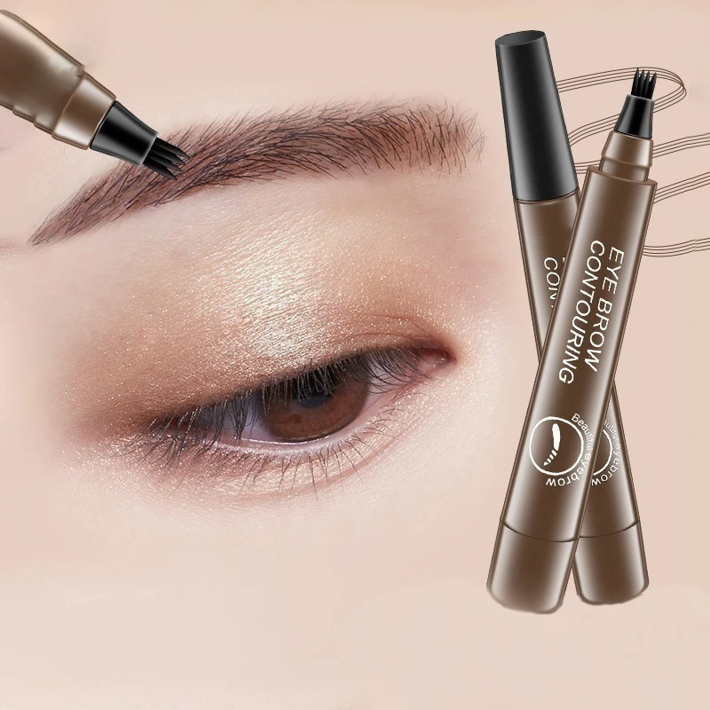 5 Colors Microblading Eyebrow Pen Waterproof Liquid Eyebrow Pencil Long Lasting Eyebrow Pen 4 Points Eye Brow Pen Cosmetics
