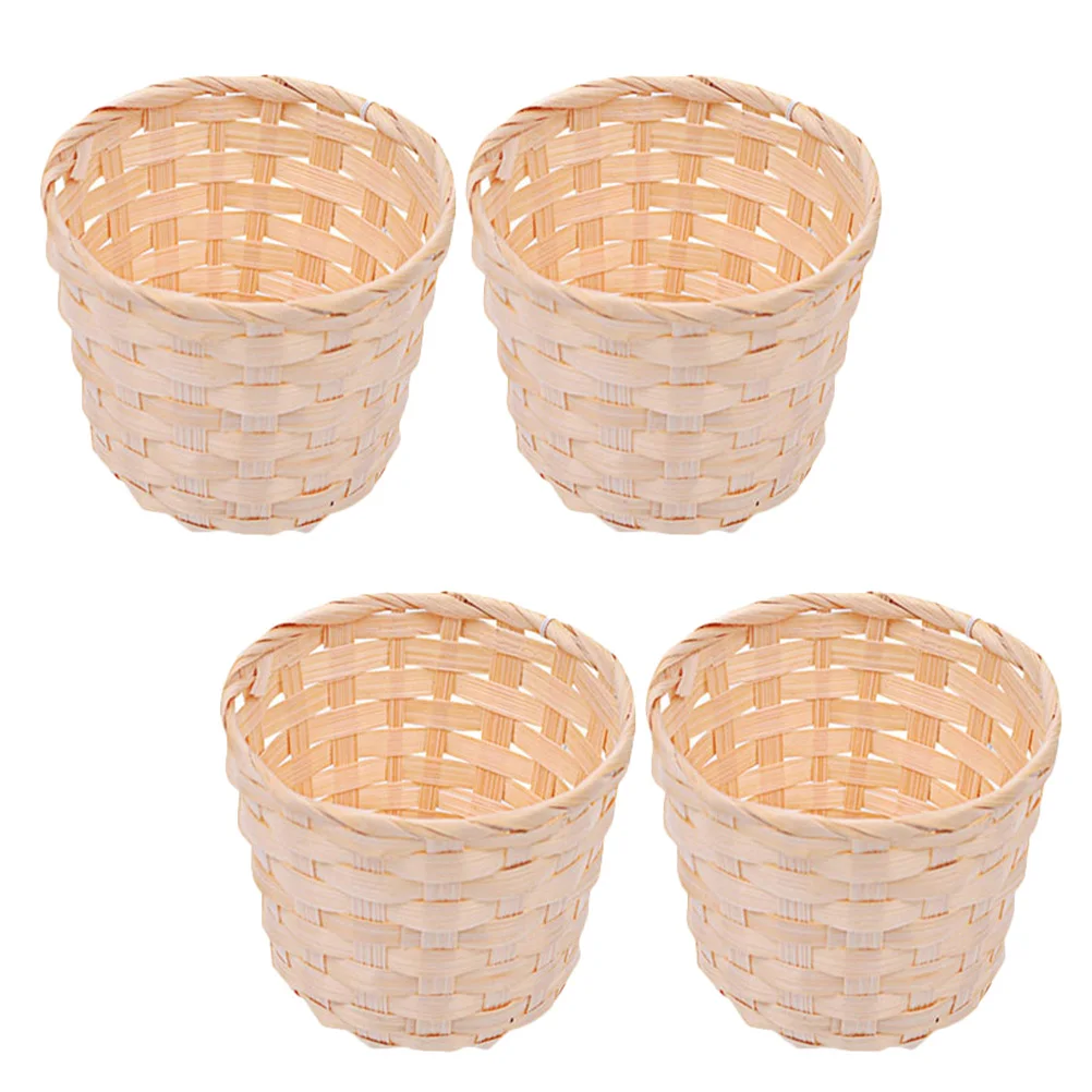 

4 Pcs Storage Basket Wooden Kitchen Flower Baskets Portable Tabletop Ornament Woven Fruit Box