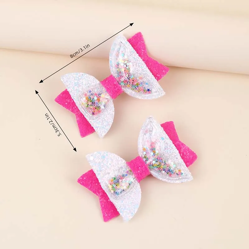 ncmama Waterproof Hair Bows Clips Glitter Star Hairpin for Girl Fashion Mermaid Bowknote Hair Pin Kids Headwear Hair Accessories