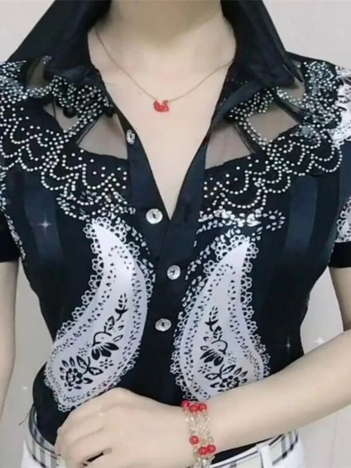 Bloemenkant irt Damesbasislaag Bloemenprint Lang Sve Street Sle Polyester Casual irt voor kinderen 25-50 Herfstseizoen