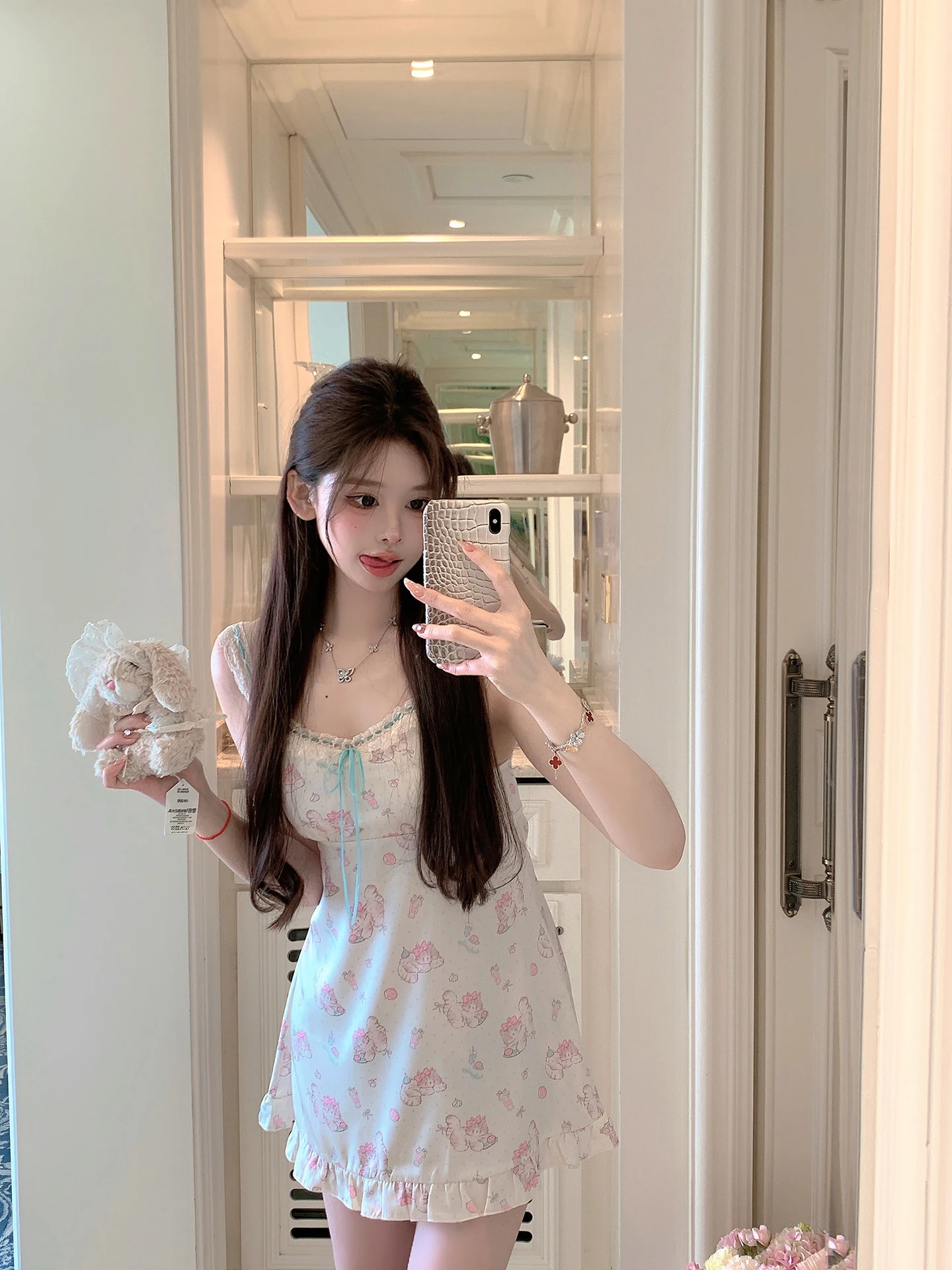 Sweetheart Girl Japanese Original Ice Silk Suspender Cute Nightdress 2025 Summer Cartoon Kawaii Sleeveless Loungewear