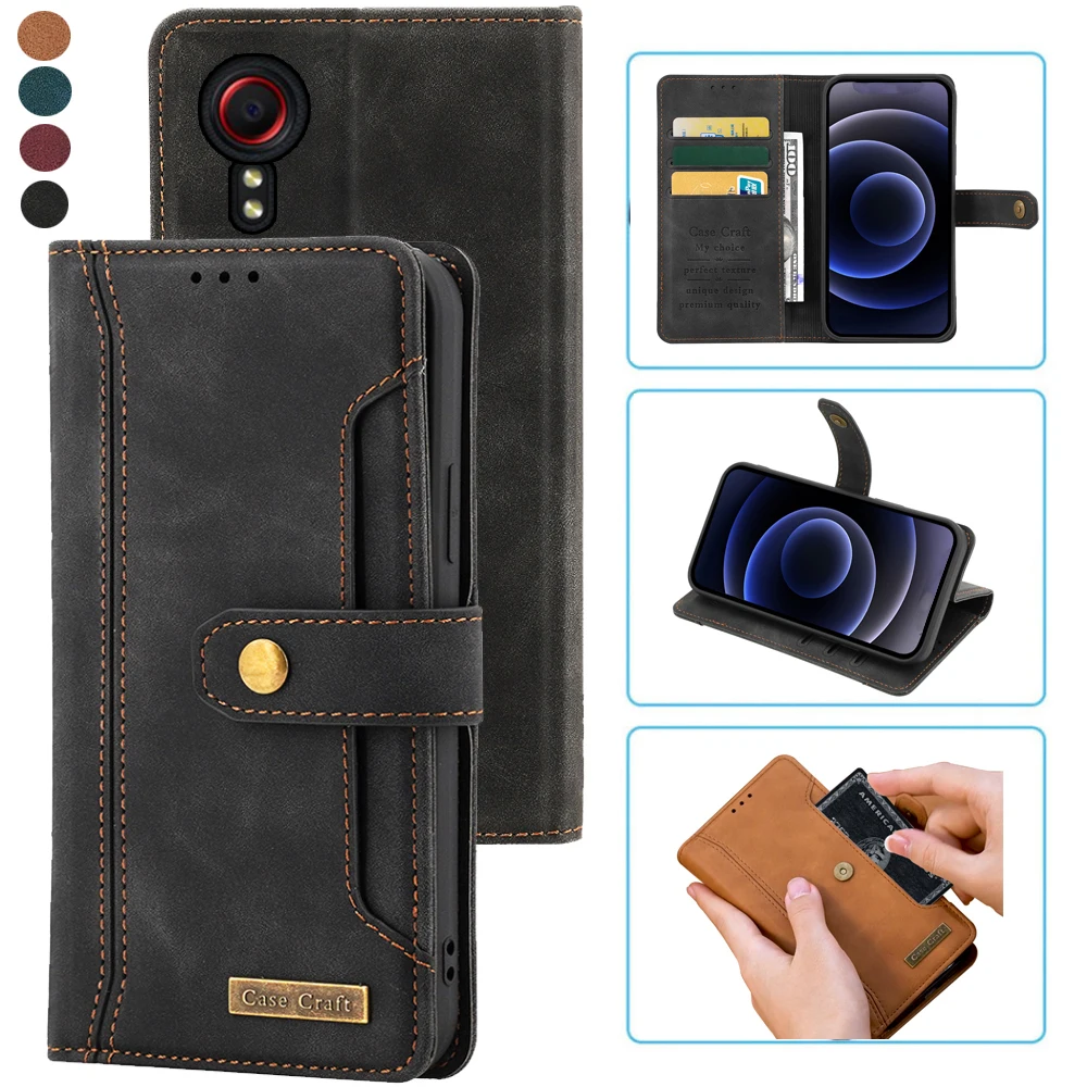 Samsung Galaxy XCover 5 Notebook Style Card Case,Leather Magnetic Flip Phone Case For Samsung Galaxy XCover 5