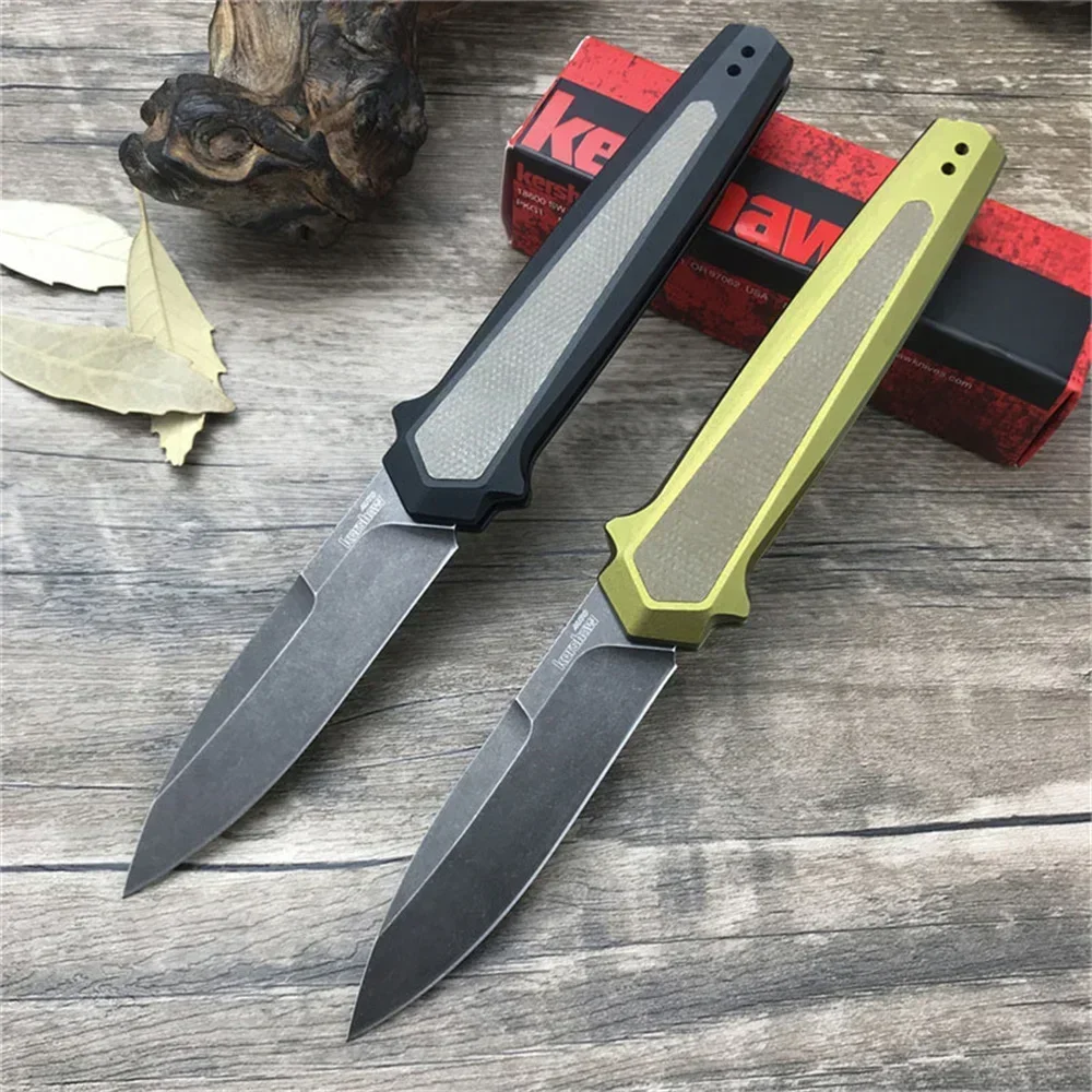 

KS 7950 Fin Assist Pocket Knife 8Cr13Mov Stone Wash Blade Aluminum Handle Outdoor Tactical EDC Knives, Suitable for Camping