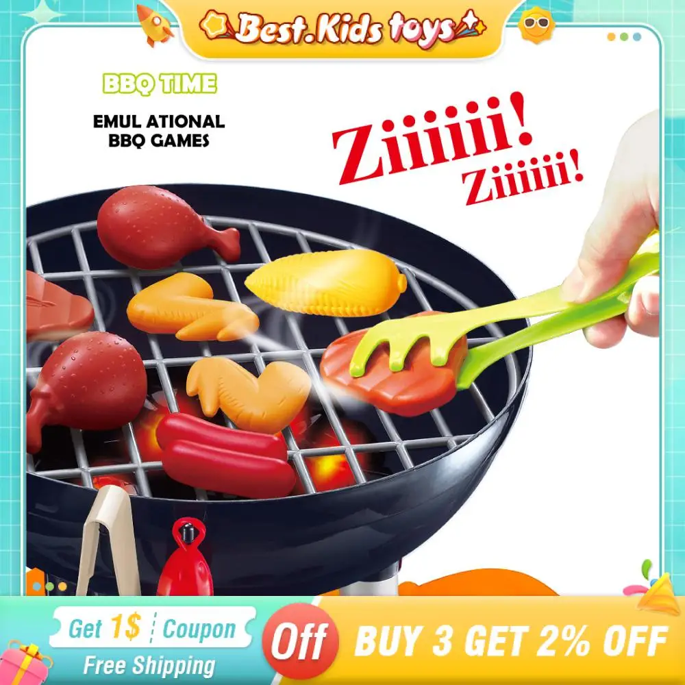 Simulierte Kochen Barbecue Grill Mit Lichtern ZIZI Sound kinder Küche Spielzeug Set Haus Spielen Lebensmittel BBQ Spiel Weihnachten Geschenke