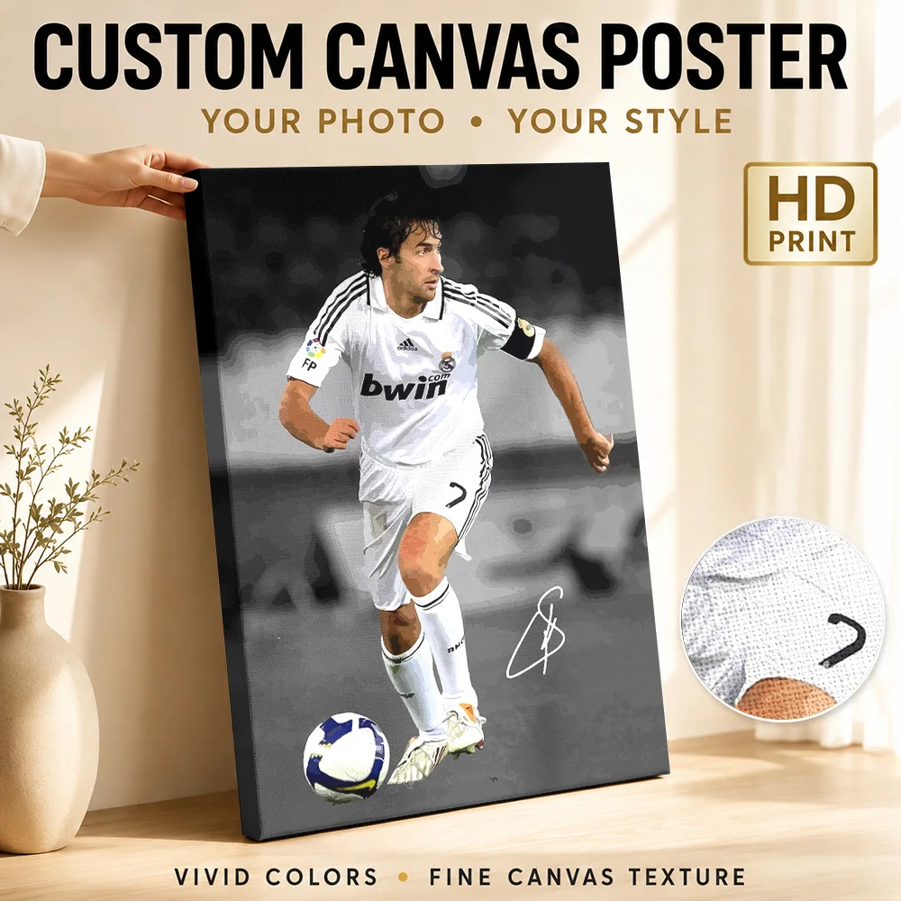 Raul Gonzalez Framed Canvas Poster Custom Sports Portrait Wall Art for Game Room Man Cave Decor Collectible Ready to Hang Gift