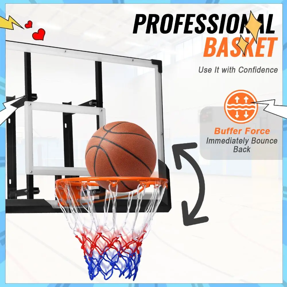 

47-Inch Wall Mounted PC Backboard Basketball Goal Backboard and Rim Combo for Teens and Adults