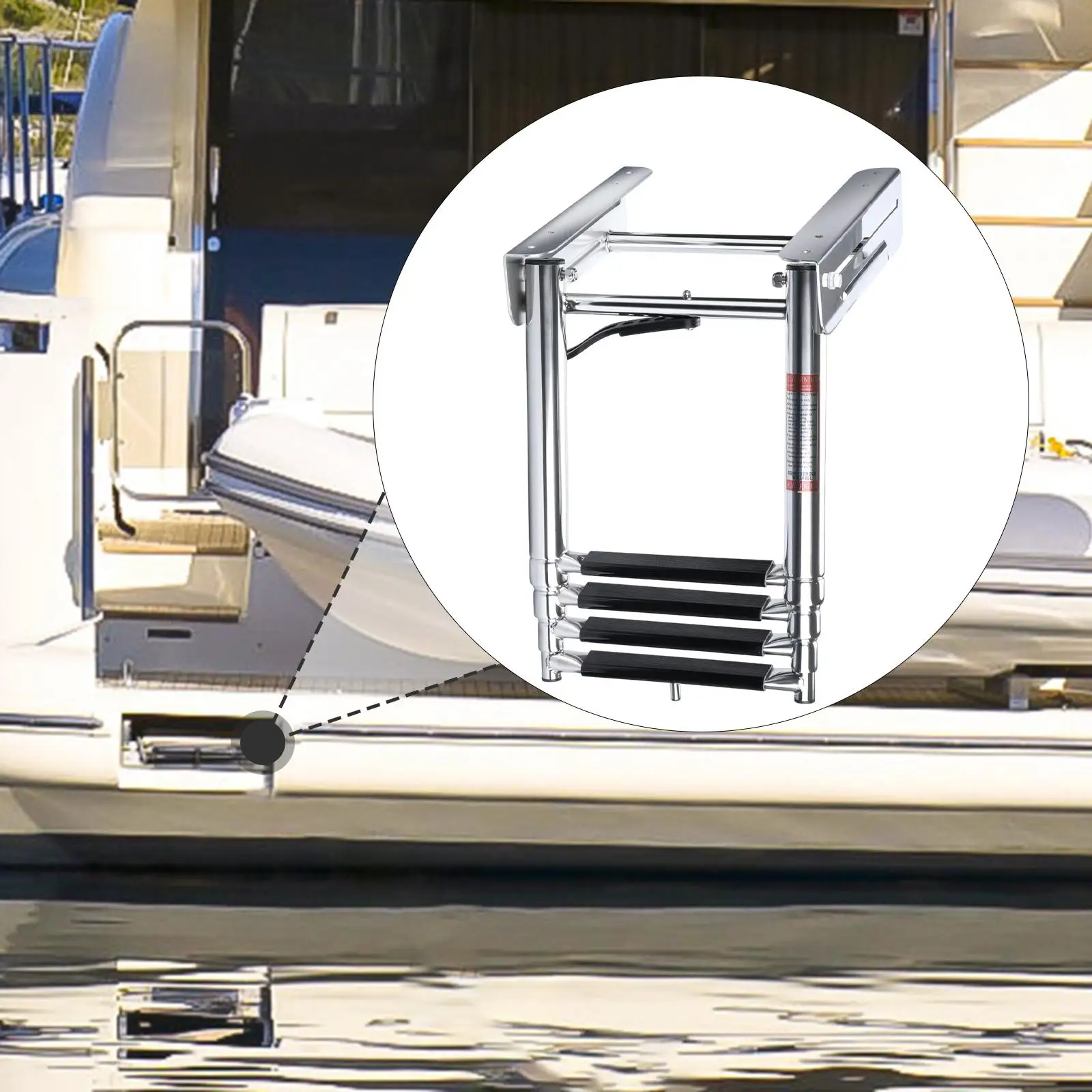 

Четырехступенчатая телескопическая лестница для лодки из нержавеющей стали, компактная, нескользящая, для яхт, для доступа к бассейну