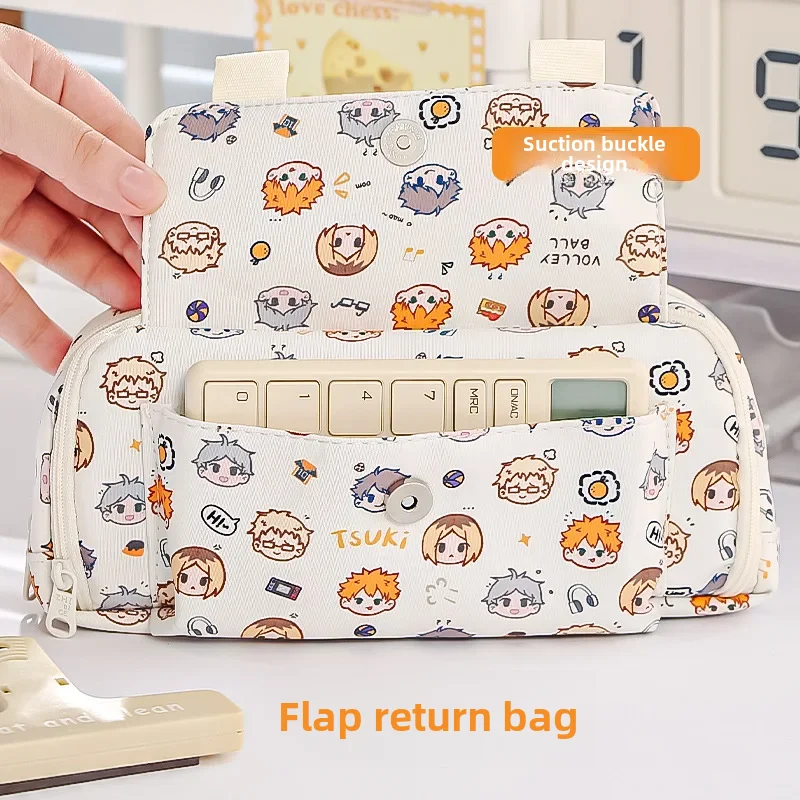 2024 New High Capacity Cartoon Anime Pencil Bag Zipper Secondary Elementary School Stationery Bag Streetwear For Students