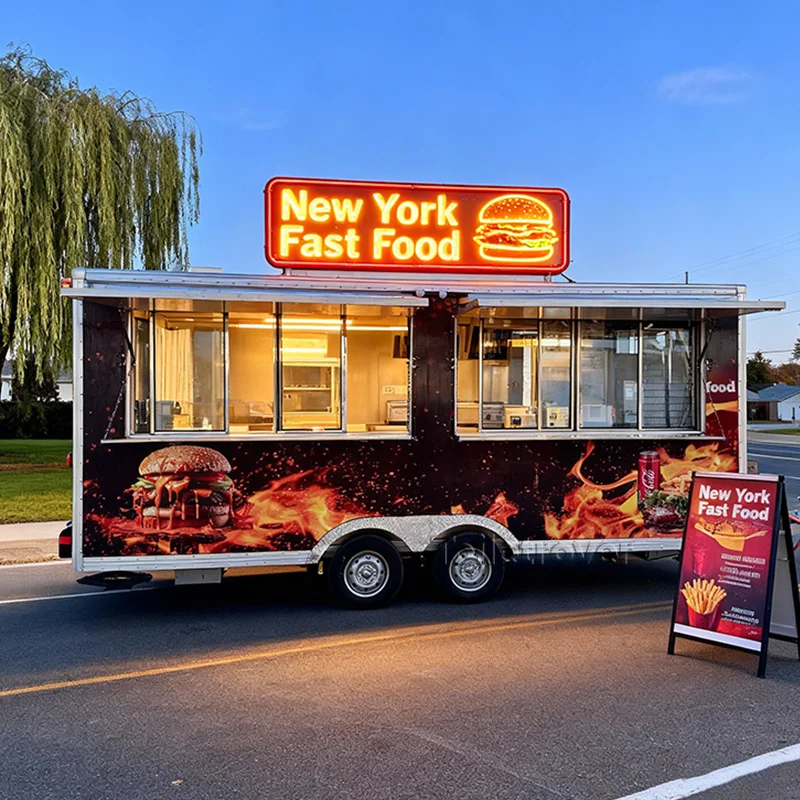 Custom Unique Food Truck Coffe Shop Bubble Tea Sweet Snack Cart Juice Beverage Cocktail Food Street Trailer with Full Kitchen