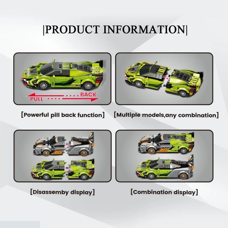 SEMBO BLOCK Famous Car Series Supercar Assembly Building Blocks MOC Pull-Back Sports Car Model Racing Vehicle Toy Birthday Gifts