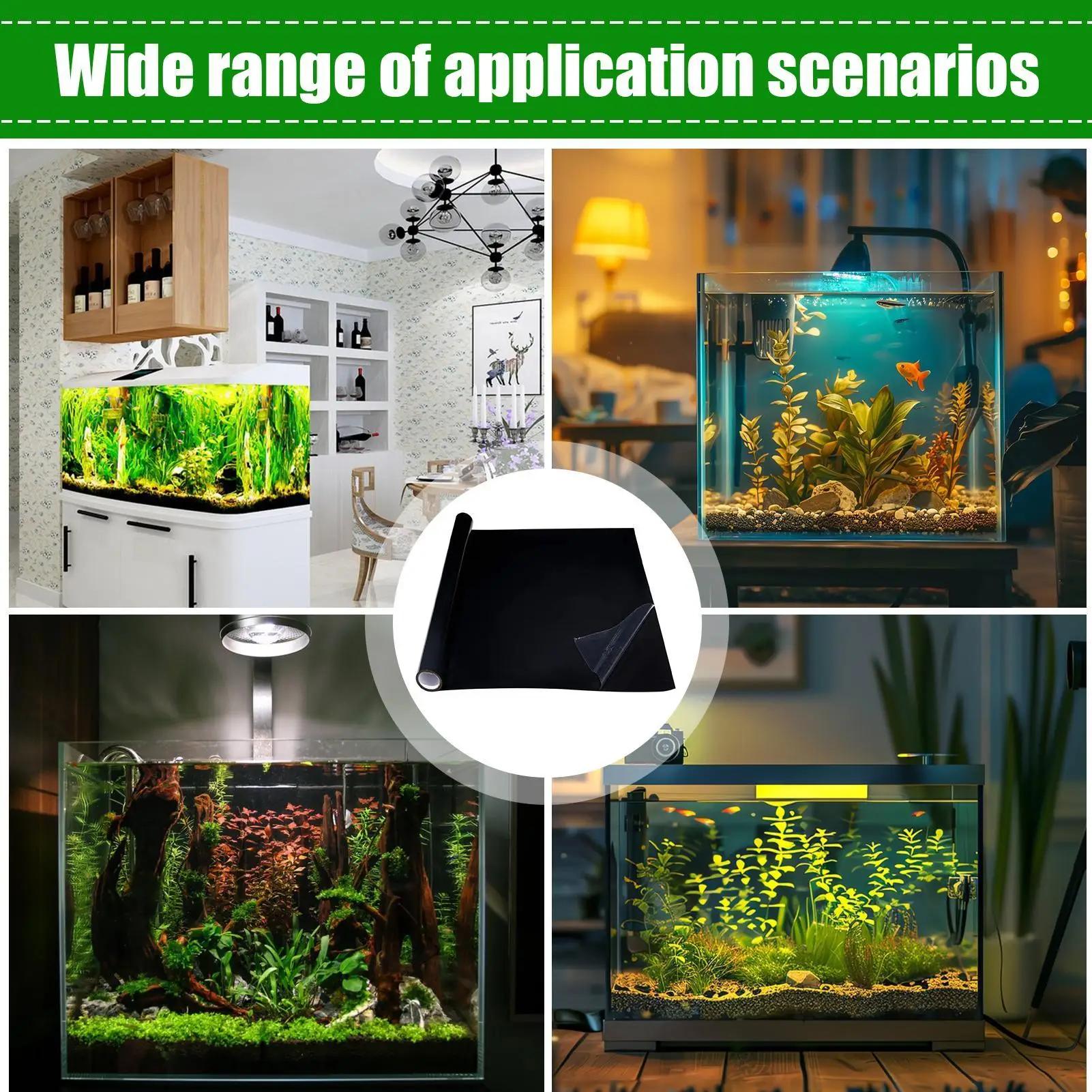 30/40cm Aquarium-Hintergrund-Aufkleber Schwarze Statische Haftfolie Selbstklebende Folie Tapete Aquarium-Hintergrund-Dekorationen – Detail 5