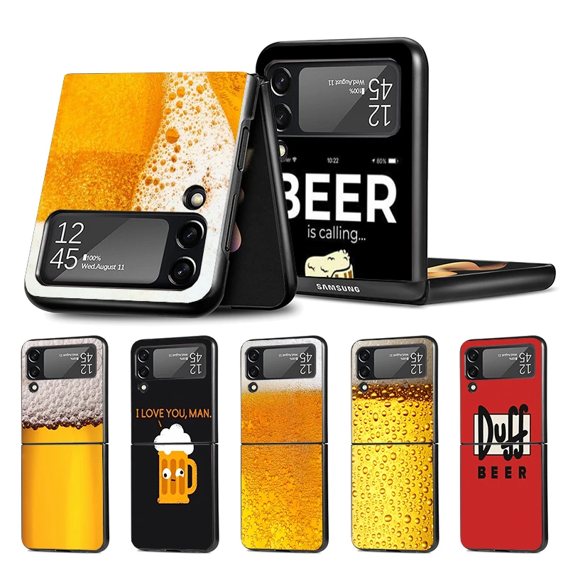 World Beers Alcohol Summer Bubble Z Flip 4 Phnoe Case For Samsung Z Flip 3 5 5G Black Hard Shell Galaxy ZFlip3 ZFlip4 ZFlip5 Uni