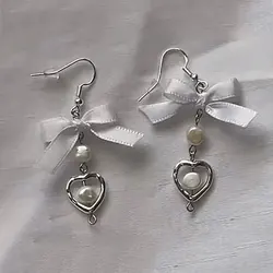 Handmade fairy core satin bow pearl hairpin y2k retro Lolita core hairpin