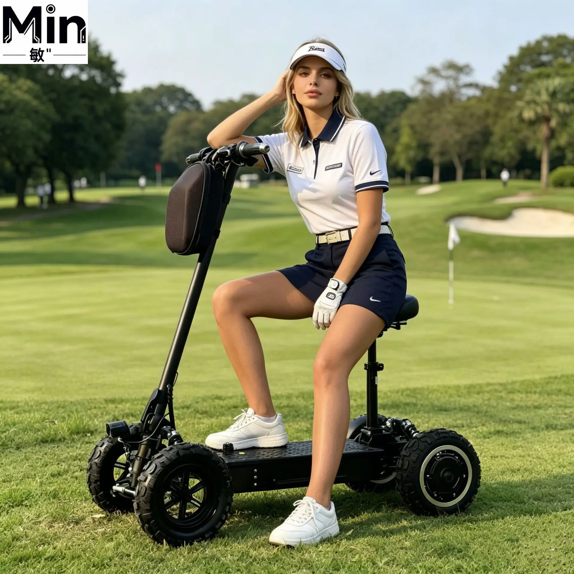 9 11 13inch Foldable Portable Waterproof 4 Wheel Golf Cart with Standing Seat Golf Scooter