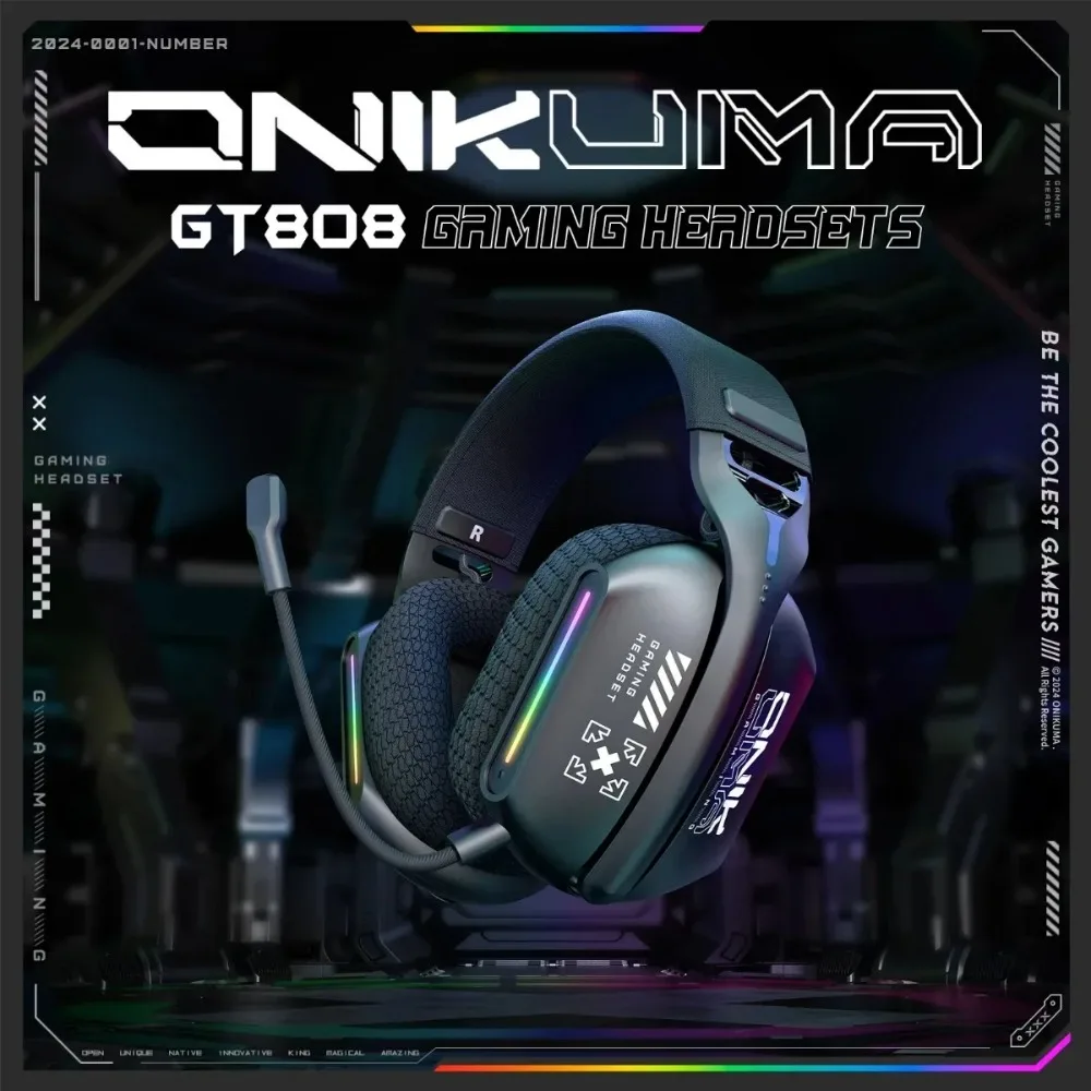 

Беспроводные наушники ONIKUMA GT808 с RGB-подсветкой, 2.4G, для геймеров, с активным шумоподавлением, сверхдолгим сроком службы, для ПК