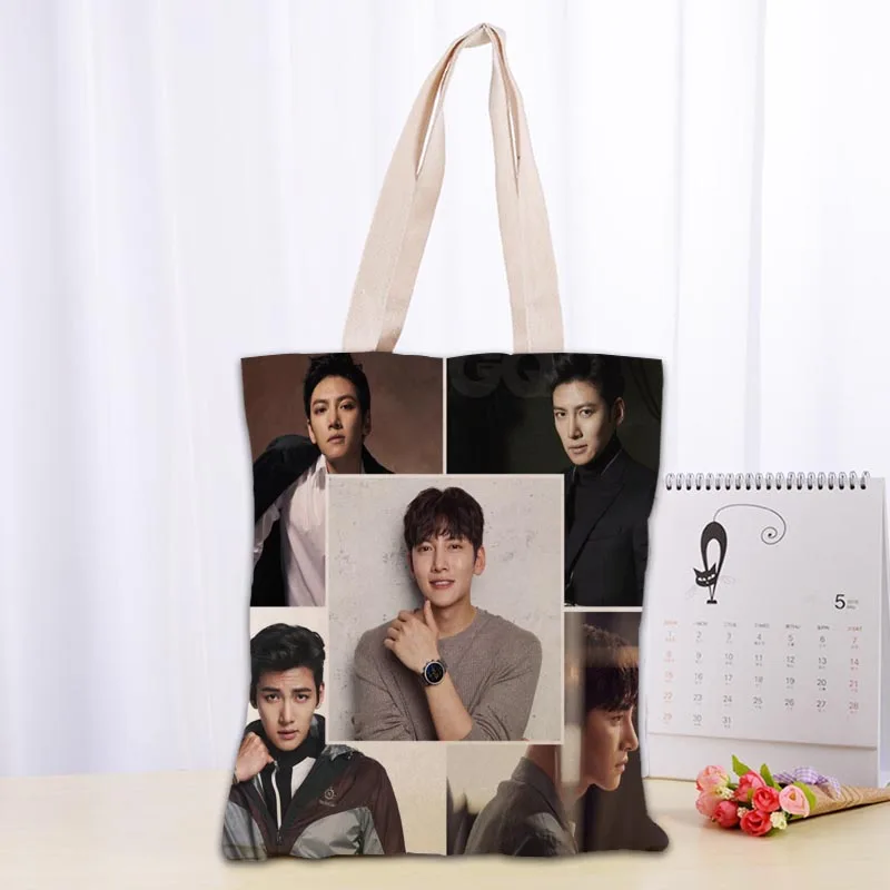 Custom Ji Chang Wook Tote Shopping Bags 30x35cm Tote Bag Reusable Handbag Women Shoulder Cloth Pouch Foldable