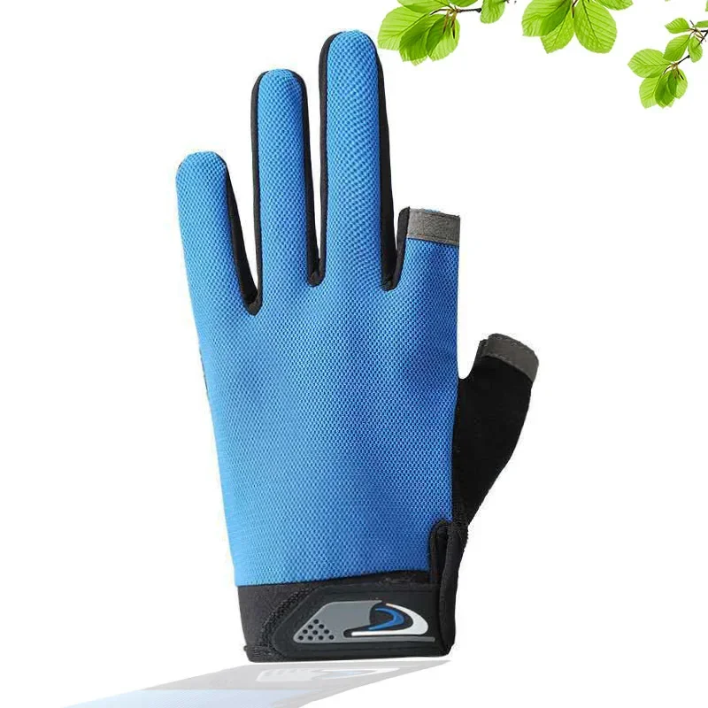 Men Women Mesh Sunscreen Fishing Gloves Long Finger Thin Non Slip for Cycling Driving Fitness Sports Two Finger Breathable