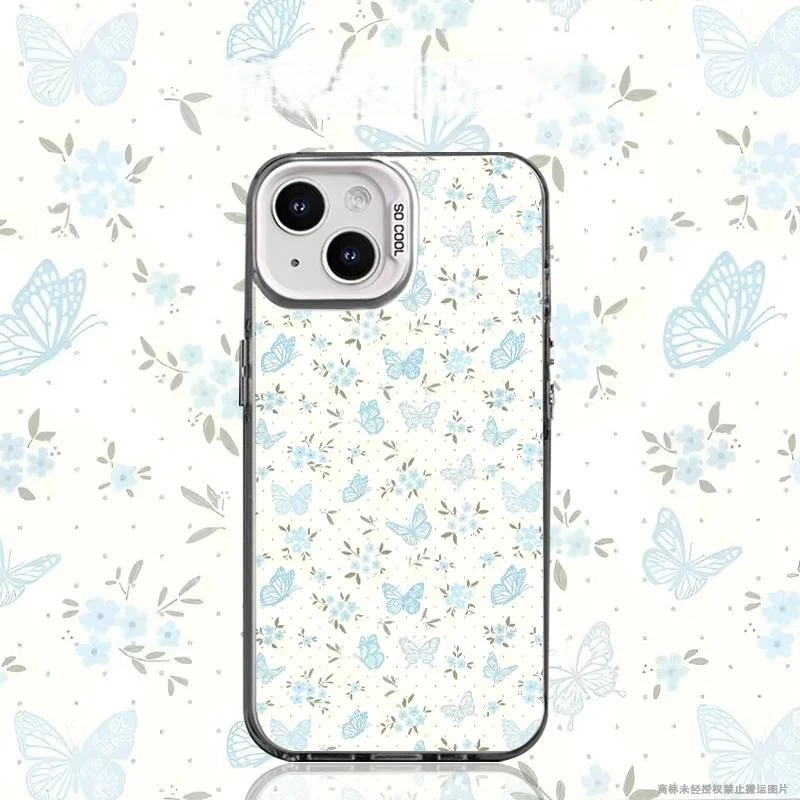 Ins Wild Butterfly Flower Phone Case for Samsung Galaxy S22 S23 S24 S25 S26 Ultra Plus for iphone 17 16 15 14 13 Pro Max Cover