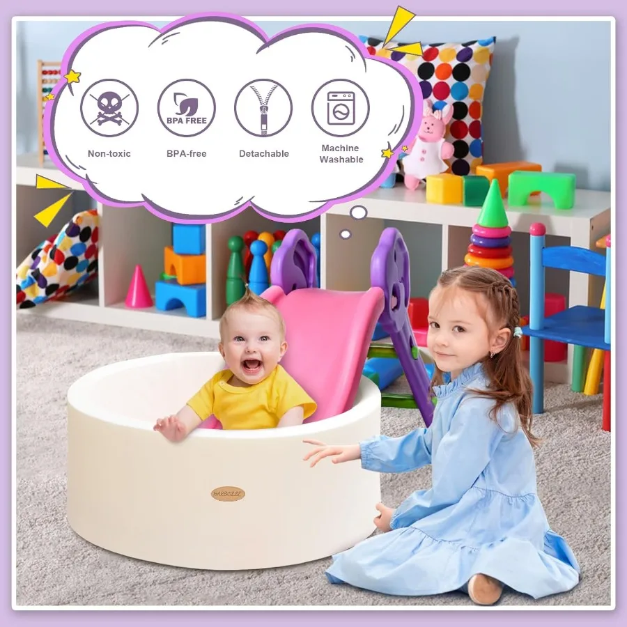 Baby Ball Pit 27,6 "bolsas redondas suaves de espuma viscoelástica, bolas no incluidas, parque infantil para interiores y exteriores para bebés y niños pequeños, gran regalo f