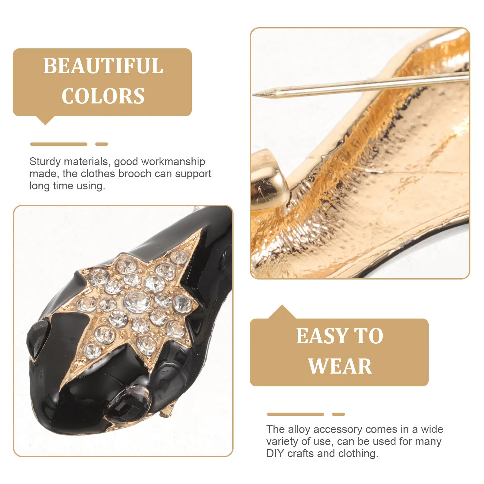 ثعبان بروش الحيوان التلبيب دبوس سبائك الزنك الملابس الأنيقة الديكور لفستان قبعة شال ظهره بروش دبوس للنساء #2