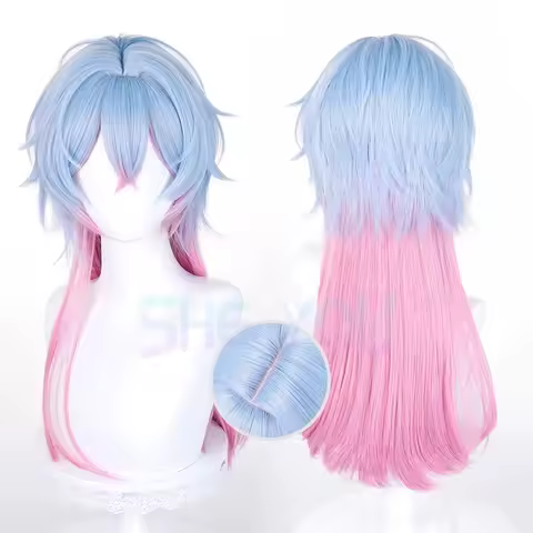Miku Rabbit Hole Cosplay Male Wig 65cm Blue Pink Gradient Wig Cosplay Anime Heat Resistant Synthetic Wigs