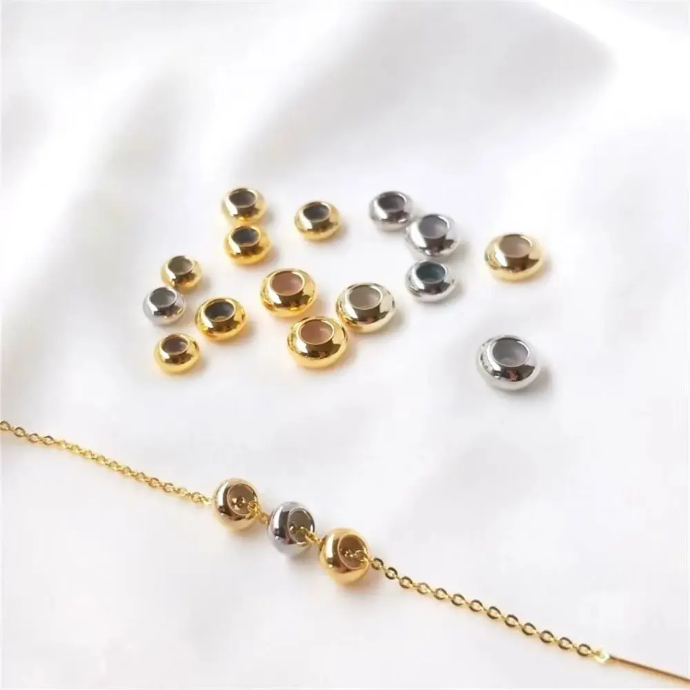 Real 18K Gold With silica gel wheel bead flat bead positioning bead adjustment bead DIY chain separator bead