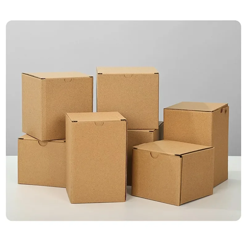20pcs Square Three-layer E-corrugated Paper Boxes Makeup Accessories Gift Toy Boxes Foldable Box for Express Transportation