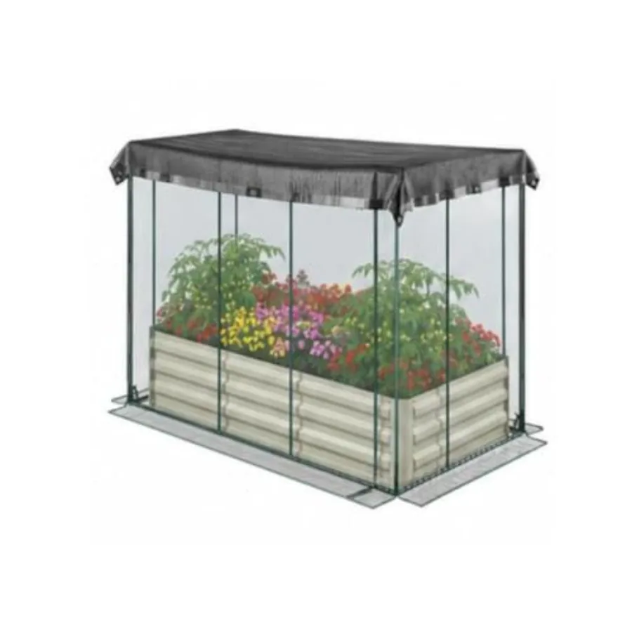 Durable galvanized steel raised garden bed with cover kit for outdoor use, silver-gray finish, rust-resistant and weatherproof