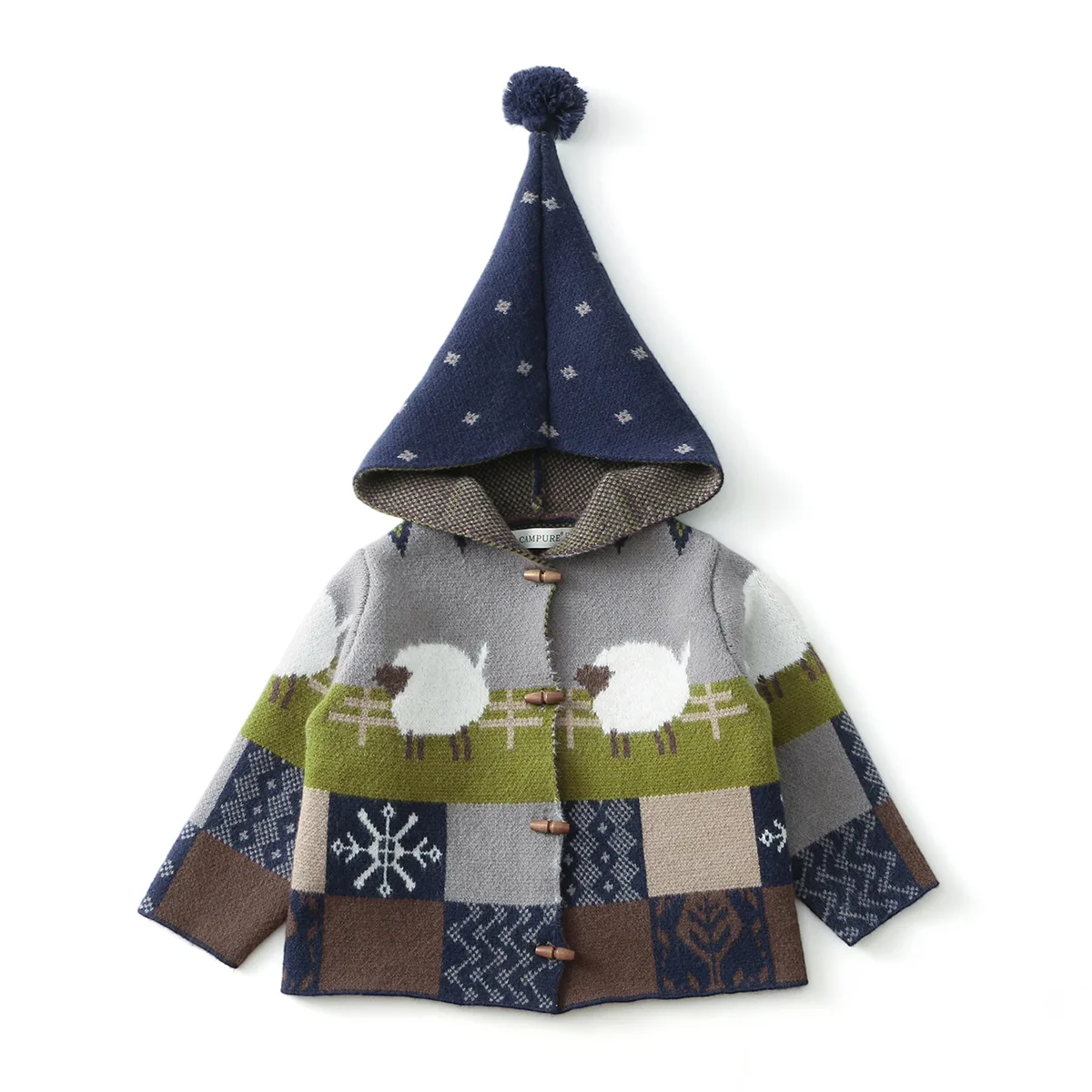 

Новая весенняя коллекция 2026: Детский вязаный кардиган с капюшоном для девочек и мальчиков, толстая повседневная куртка, винтажный стиль