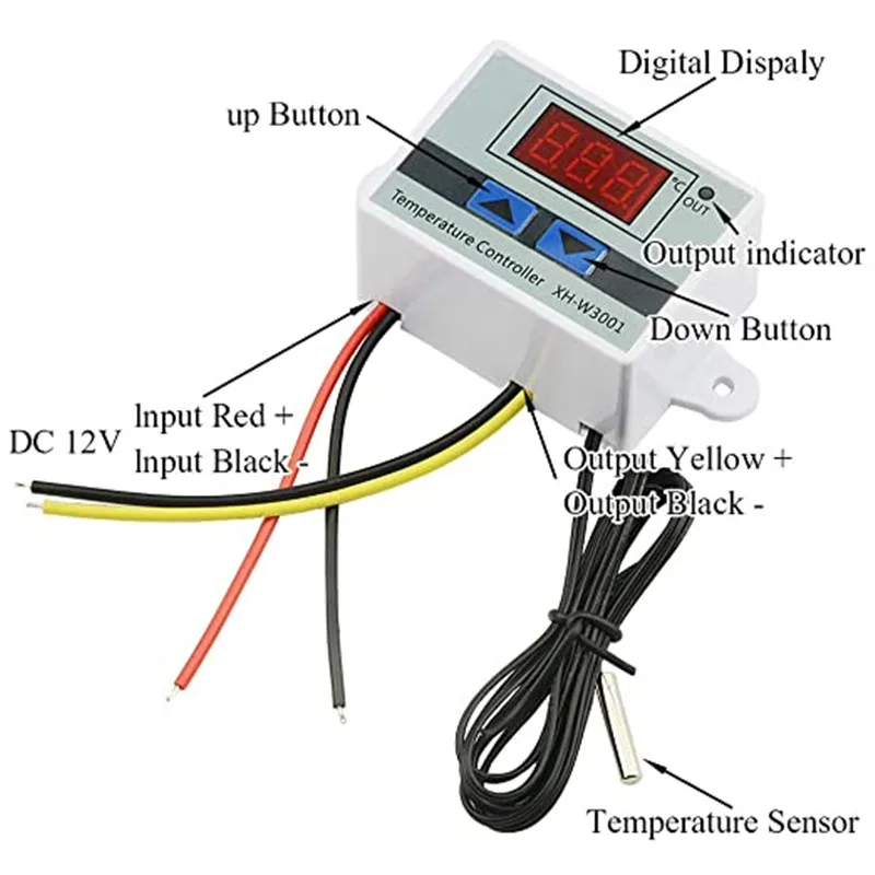 W3001 W3002 W3230 DC 12V 24V 110V 220V AC Digital Temperature Controller Thermostat With Control Switch Probe Relay Output