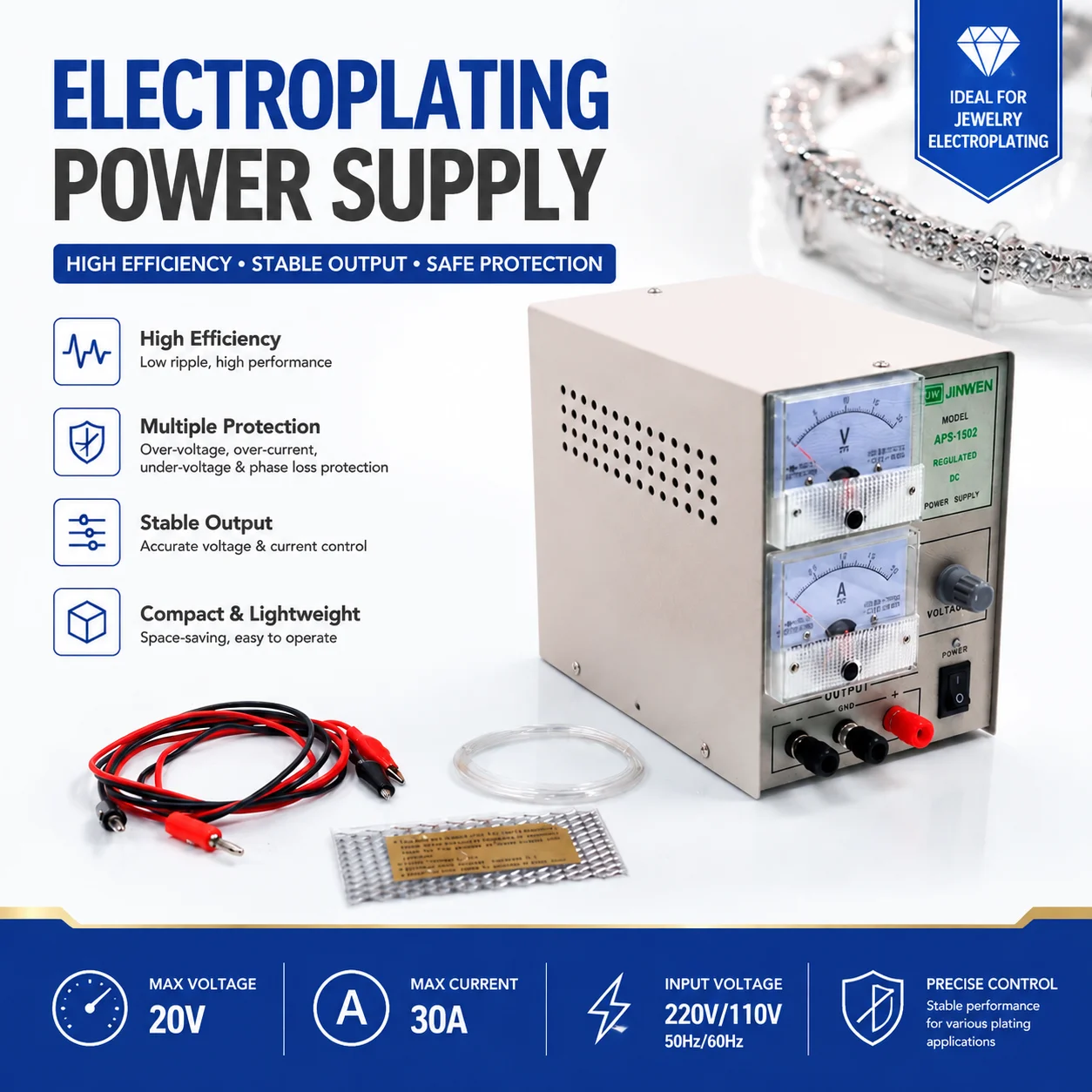 110V Jewelry Electroplating Machine Gold Plating Machine Gold Plated Silver Plated Platinum Copper Gold Tool 1502 Jewelry Plating Machine
