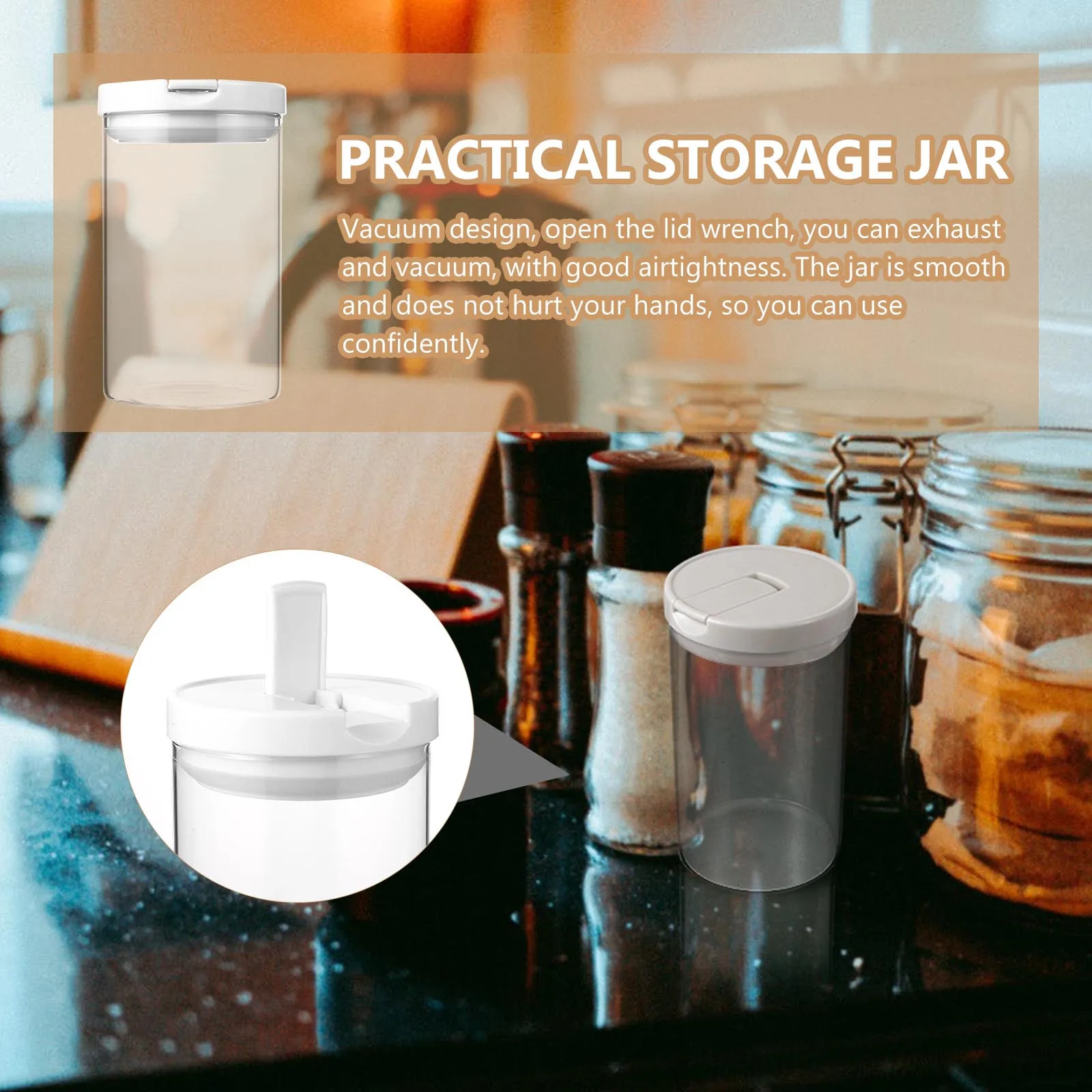 

1Pcs Glass Seal Jar Vacuum Storage Box for Tea Coffee Cereal Dried Fruits Herbs Airtight Food Storage Can Household Kitchen Jar