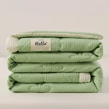 Four seasons soft comfortable quilt cover green duvet air conditioning high quality quilt bedding set quilted blanket duvet washable