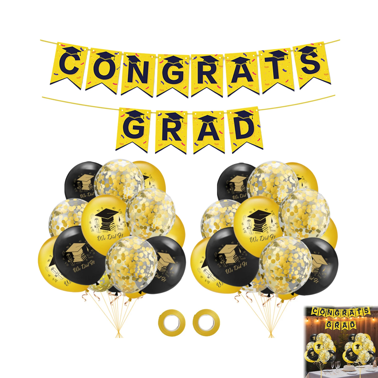 

Graduation Party Decorations Kit with Balloons Bunting for Ceremony Home School Decoration