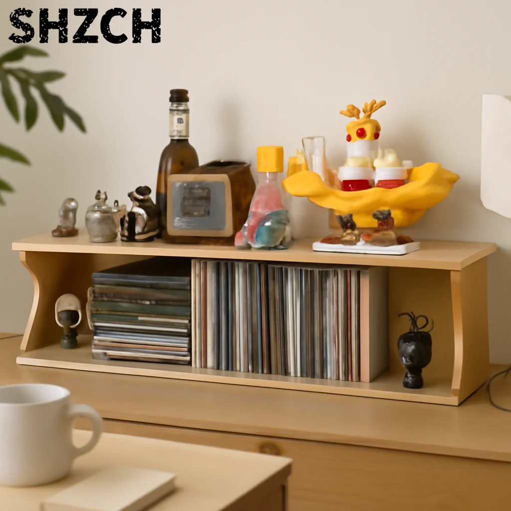 Wooden CD Rack for PS4 Game Discs Blu-ray DVD Storage Holder, Desktop Display Stand Organizer Shelf for Movies Music