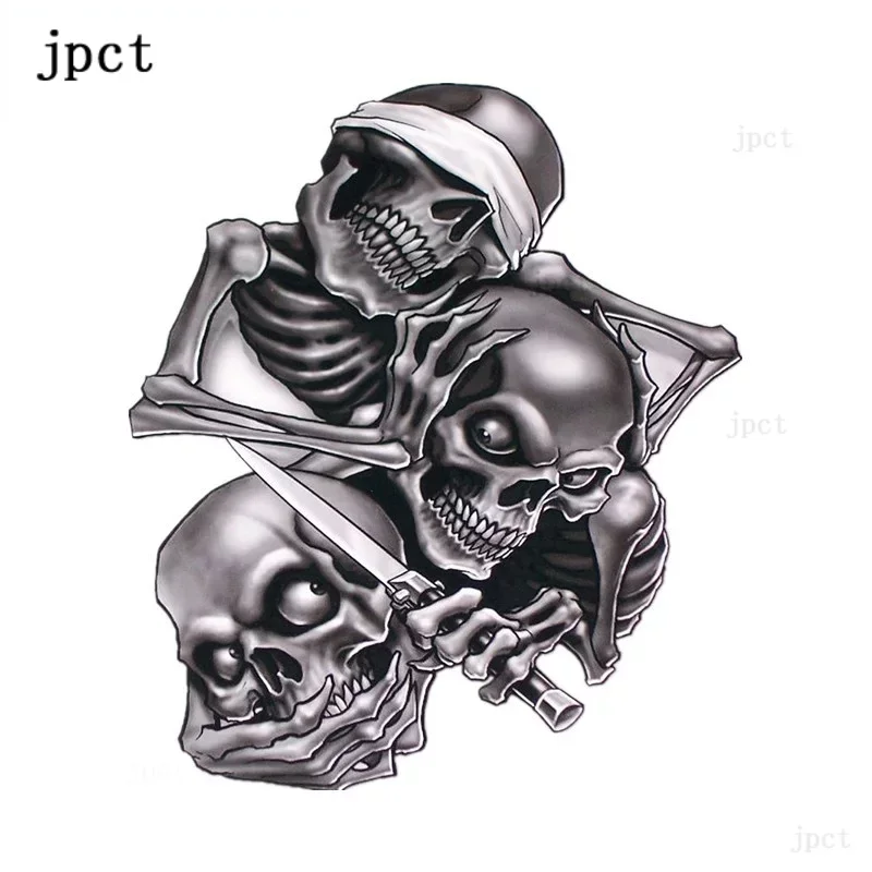 

JP can't hear or see evil skeleton car stickers, accessories ，PVC， waterproof and scratch， proof decals 17cm-15cm