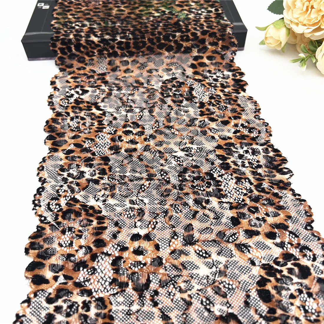 3 Jahre/Lot, Breite 21 cm, dunkelbraun, Leopardenmuster, elastisch, Stretch-Spitzenbesatz, Dessous, Nähen, Basteln, DIY, Bekleidungsstoff, Bekleidungszubehör