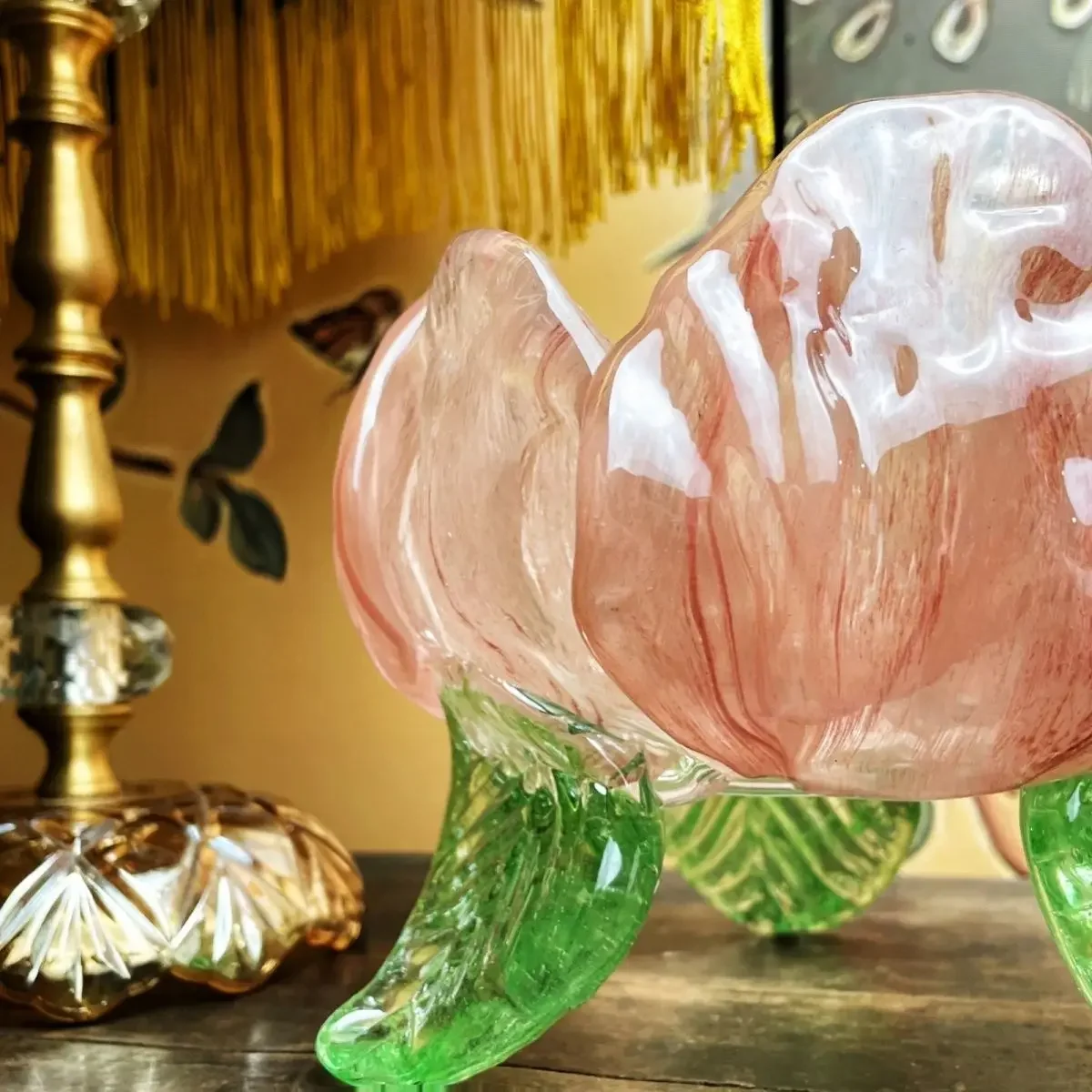 Handmade glass water lily fruit plate, dried fruit bowl, Impressionist Monet water lily 3